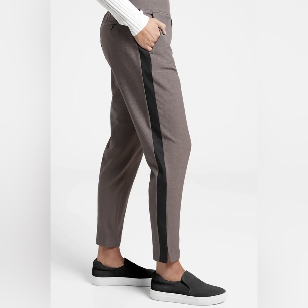 Athleta Brown Plaid Brooklyn Ankle Work Lifestyle Travel Pant - 4
